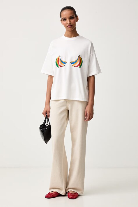Never Fully Dressed T-shirt damski bawełniany biały NFDTO2215