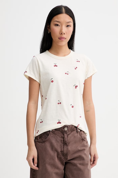 rag & bone T-shirt damski bawełniany beżowy RE7A26ST3SW