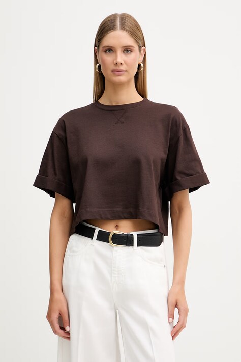 ViCOLO T-shirt damski bawełniany brązowy UAB0016