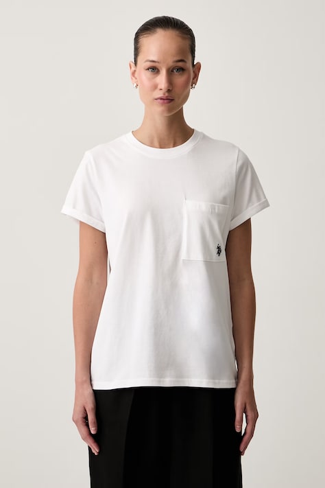 U.S. Polo Assn. T-shirt damski bawełniany Crew Neck Pocket biały WUP1576