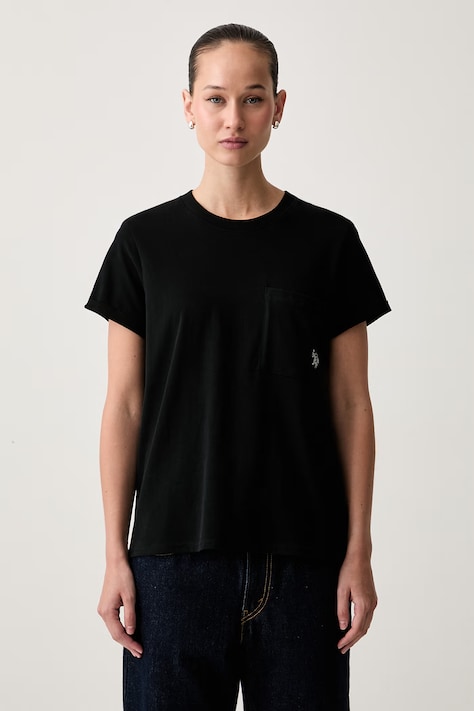 U.S. Polo Assn. T-shirt damski bawełniany Crew Neck Pocket czarny WUP1576
