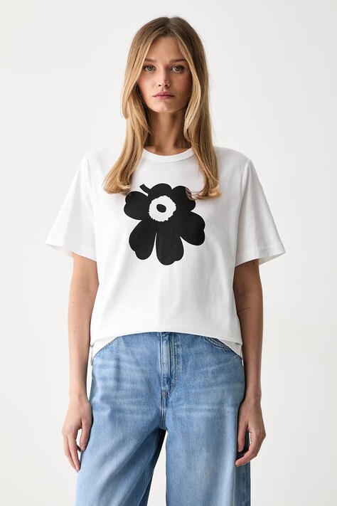 Marimekko T-shirt damski bawełniany biały 094087