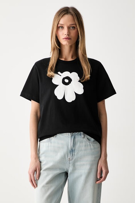 Marimekko T-shirt damski bawełniany czarny 094087