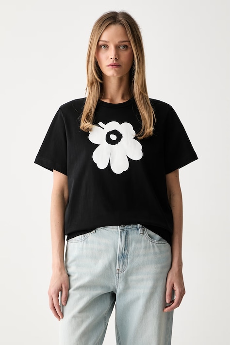 Marimekko T-shirt damski bawełniany czarny 094087