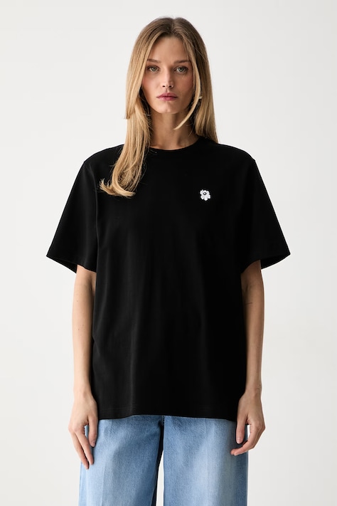 Marimekko T-shirt damski bawełniany czarny 094088