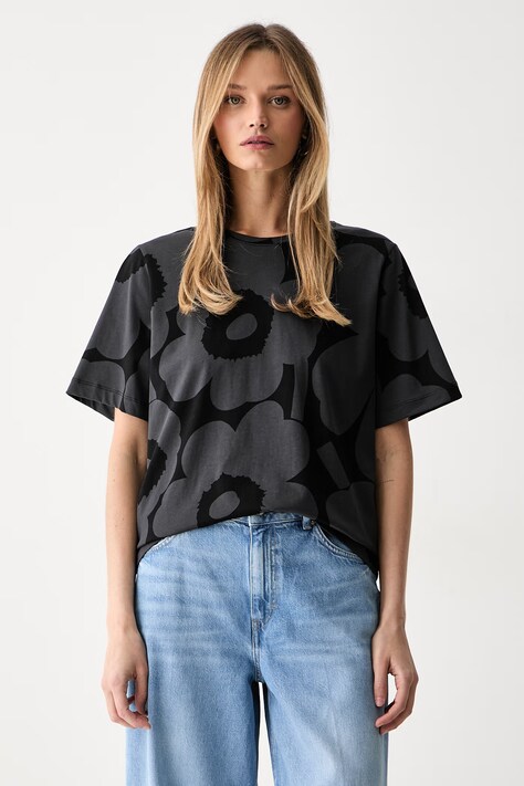 Marimekko T-shirt damski bawełniany czarny 094695
