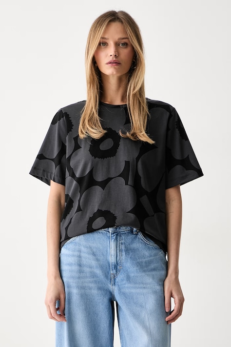 Marimekko T-shirt damski bawełniany czarny 094695