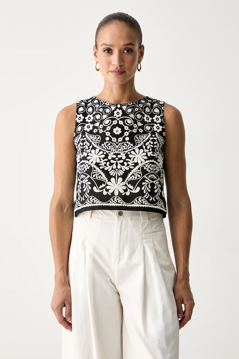 Weekend Max Mara bluzka damska bawełniana czarna z motywem roślinnym 2615161013600