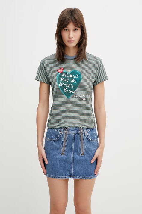 Andersson Bell Heart Message t-shirt con cotone da donna marrone atb1465w