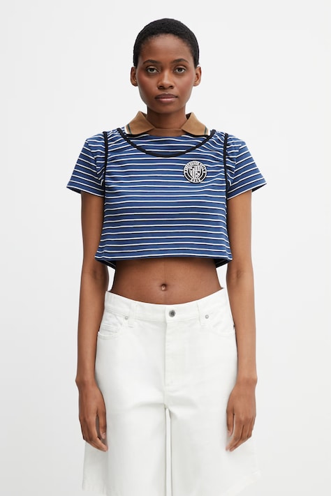 Andersson Bell crop top damski z bawełną granatowy atb1559w