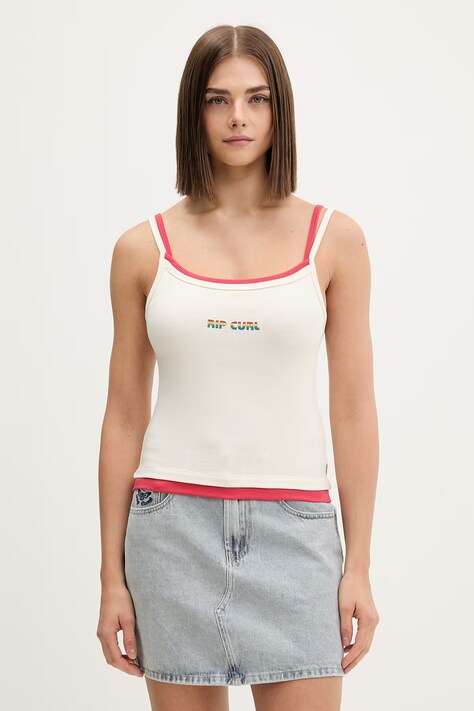 Rip Curl top damski z bawełną SURF REVIVAL beżowy 0M9WTE