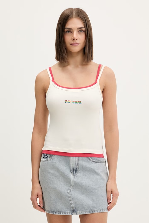 Rip Curl top damski z bawełną SURF REVIVAL beżowy 0M9WTE