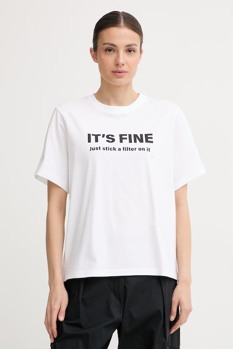 Victoria Beckham T-shirt damski bawełniany biały 1126JTS007232A