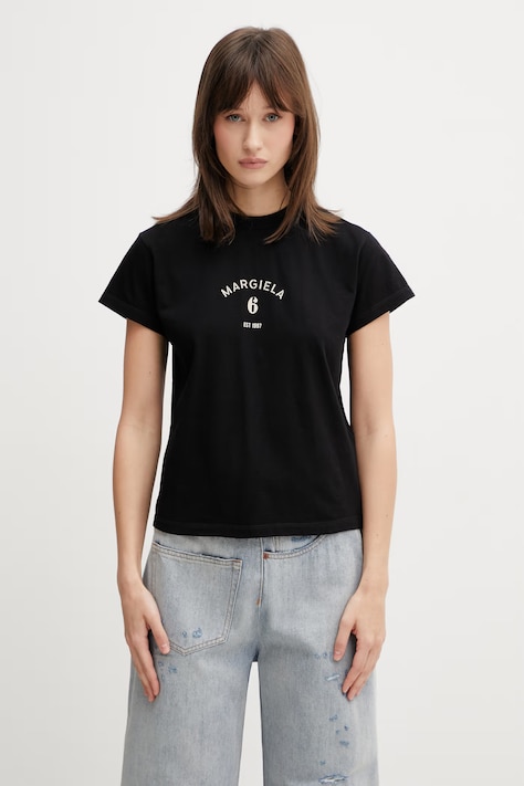 MM6 Maison Margiela T-shirt bawełniany damski czarny S62GD0216.M20048