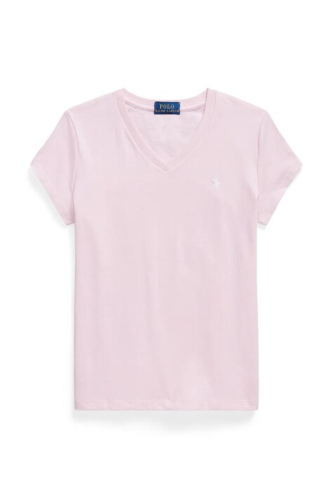 Otroška bombažna kratka majica Polo Ralph Lauren roza barva, 313A10636001