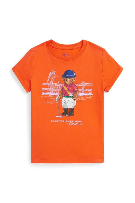 Παιδικό βαμβακερό μπλουζάκι Polo Ralph Lauren χρώμα: πορτοκαλί, 312A96120002