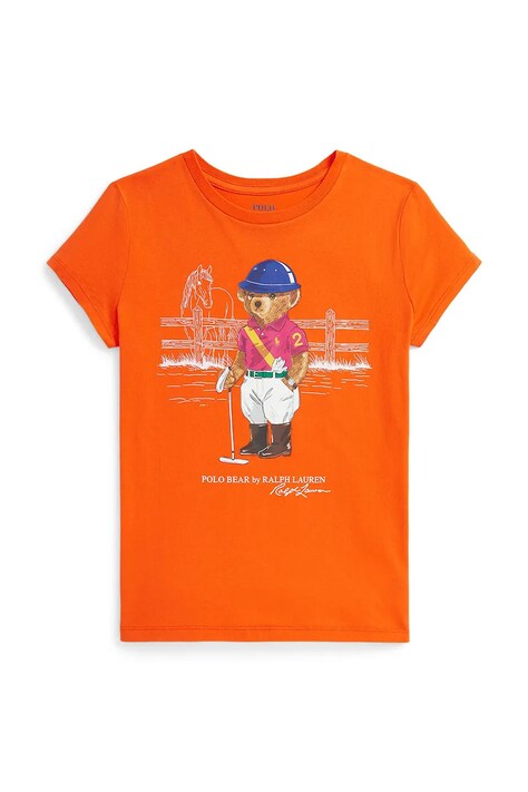Παιδικό βαμβακερό μπλουζάκι Polo Ralph Lauren χρώμα: πορτοκαλί, 313A96120002