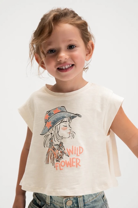 Παιδικό βαμβακερό τοπ Mayoral χρώμα: μπεζ, 3006