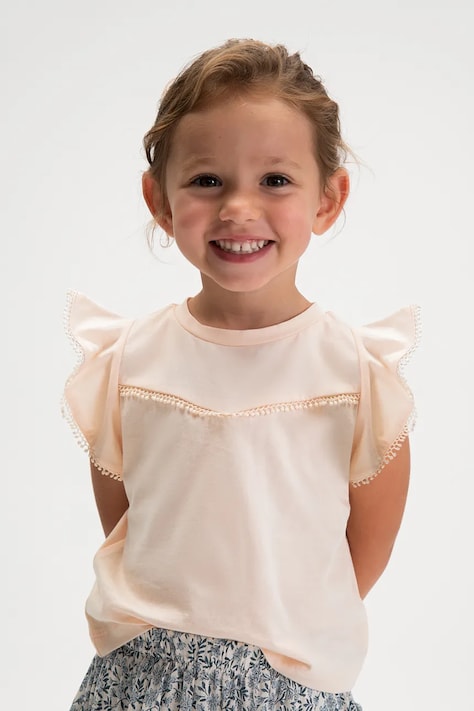 Mayoral t-shirt bawełniany dziecięcy kolor beżowy 3008