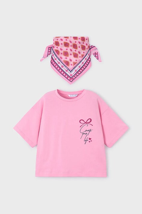 Mayoral t-shirt bawełniany dziecięcy kolor różowy 3009