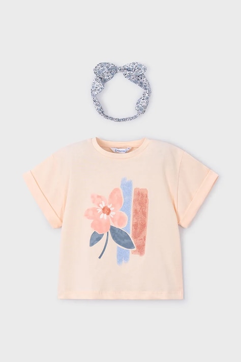 Παιδικό βαμβακερό μπλουζάκι Mayoral χρώμα: μπεζ, 3010