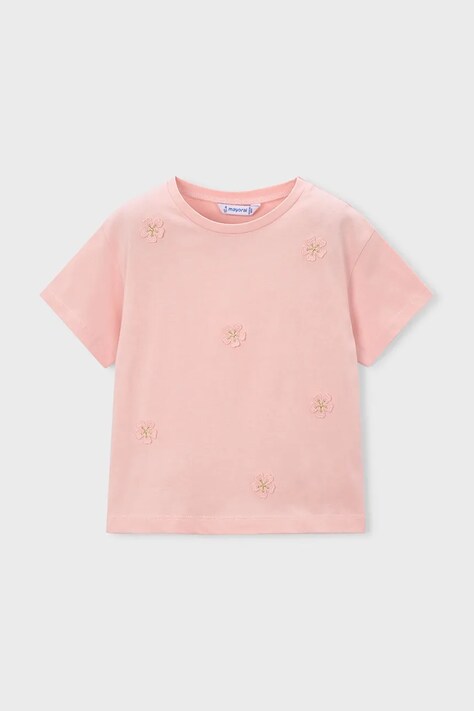 Mayoral t-shirt bawełniany dziecięcy kolor różowy 3013