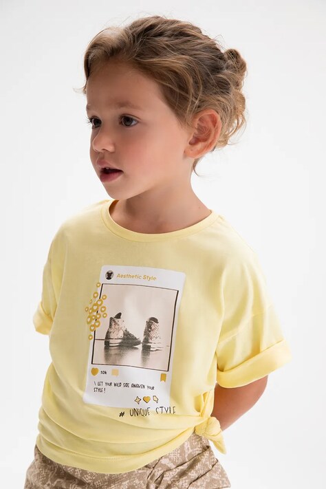 Mayoral t-shirt bawełniany dziecięcy kolor żółty 3016