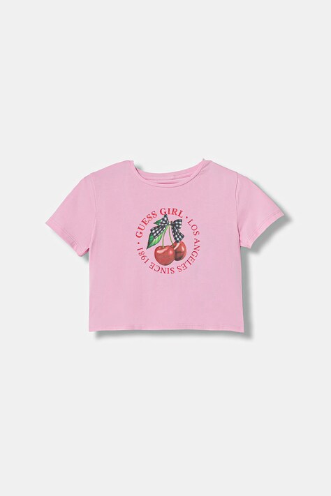 Guess t-shirt dziecięcy kolor różowy J6RI02 K6YW4