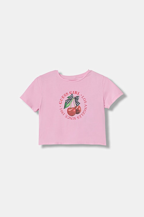 Guess t-shirt dziecięcy kolor różowy J6RI02 K6YW4