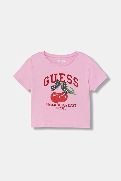 Guess t-shirt dziecięcy kolor różowy J6RI06 K6YW4