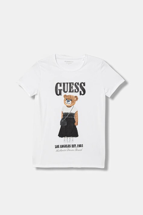 Guess t-shirt dziecięcy kolor biały z półgolfem J6RI10 K6YW4