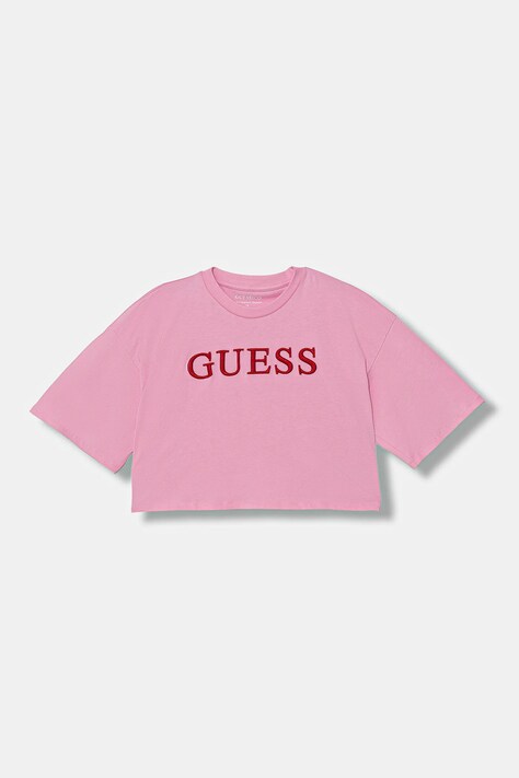 Guess t-shirt bawełniany dziecięcy kolor różowy J6RI11 KCNQ4