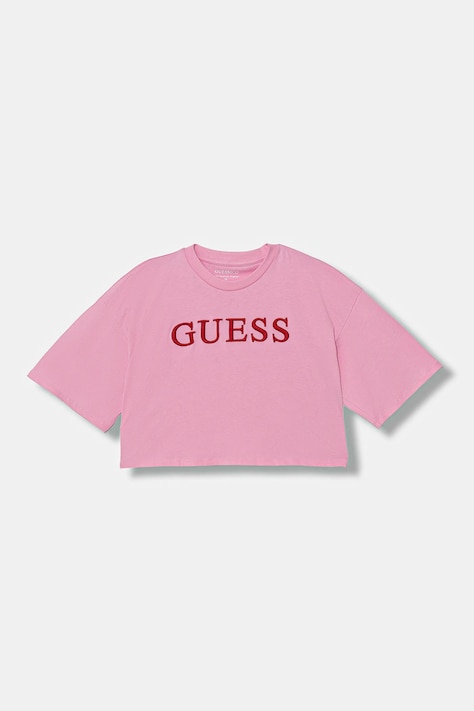 Guess t-shirt bawełniany dziecięcy kolor różowy J6RI11 KCNQ4