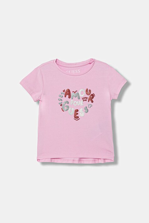 Guess t-shirt dziecięcy kolor różowy K6RI02 K6YW4