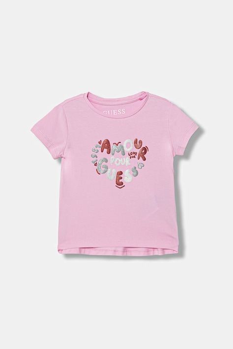 Guess t-shirt dziecięcy kolor różowy K6RI02 K6YW4