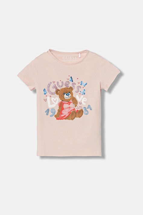 Guess t-shirt dziecięcy kolor różowy K6RI03 K6YW4