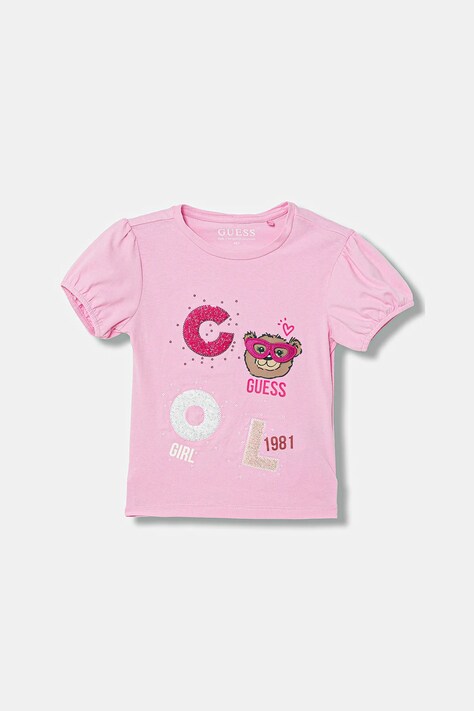 Guess t-shirt dziecięcy kolor różowy K6RI05 K6YW4