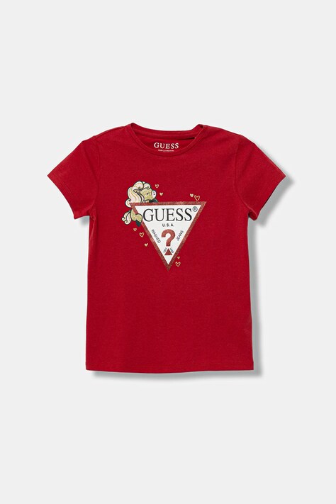 Guess t-shirt dziecięcy kolor czerwony K6RI09 K6YW4