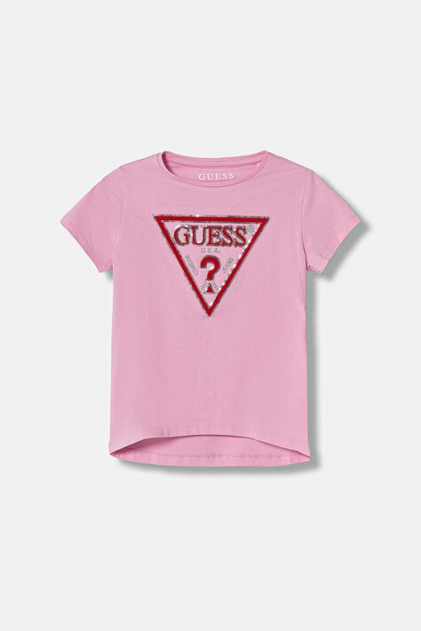 Guess t-shirt dziecięcy kolor różowy K6RI10 K6YW4