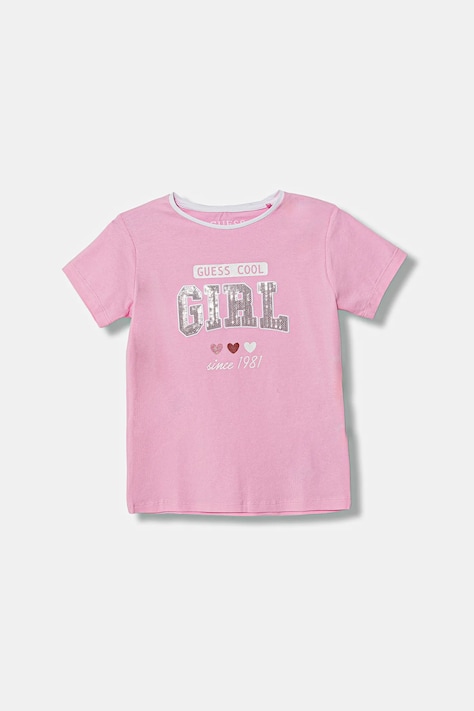 Guess t-shirt dziecięcy kolor różowy K6RI11 K6YW4