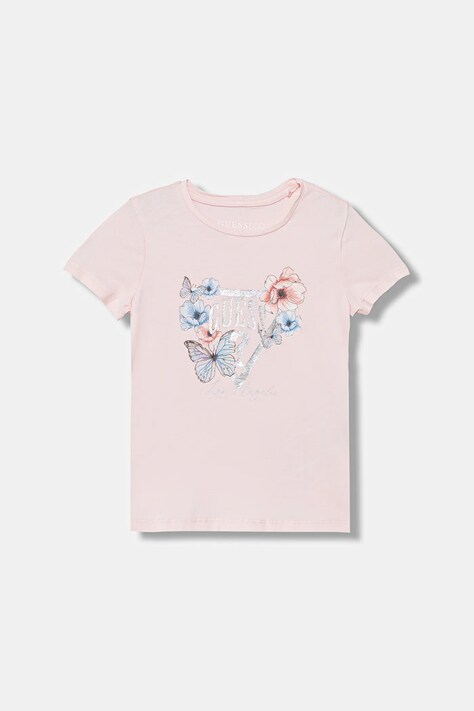 Guess t-shirt dziecięcy kolor różowy K6RI21 K6YW4