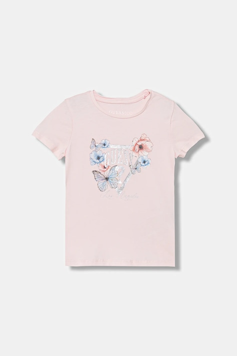 Guess t-shirt dziecięcy kolor różowy K6RI21 K6YW4