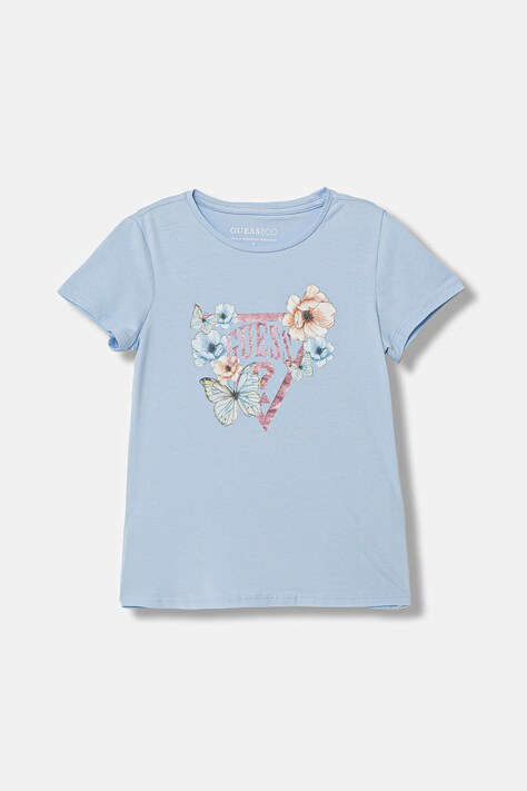 Guess t-shirt dziecięcy kolor niebieski K6RI21 K6YW4