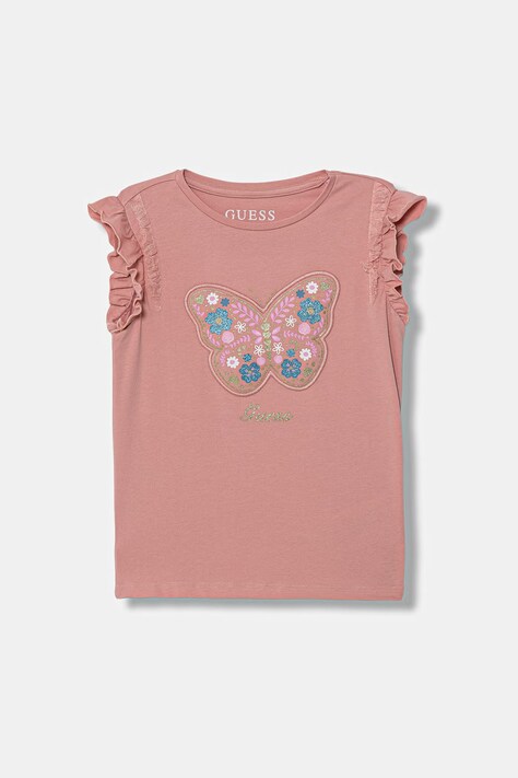 Guess t-shirt dziecięcy kolor różowy K6RI23 K6YW4