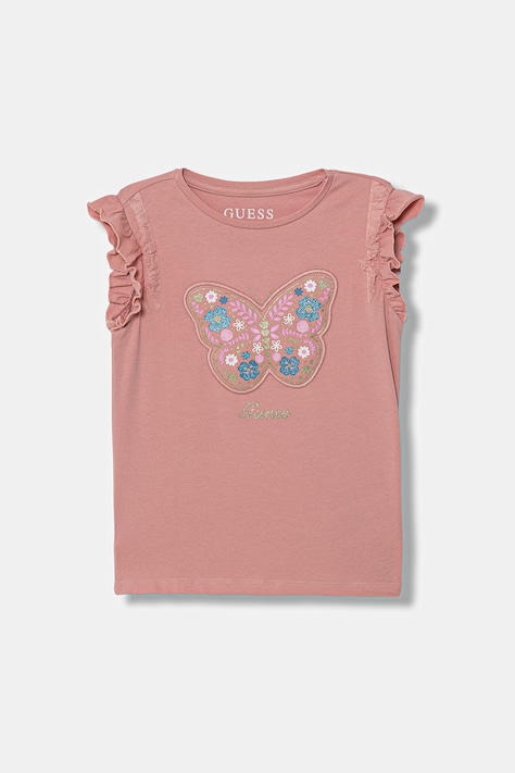 Guess t-shirt dziecięcy kolor różowy K6RI23 K6YW4