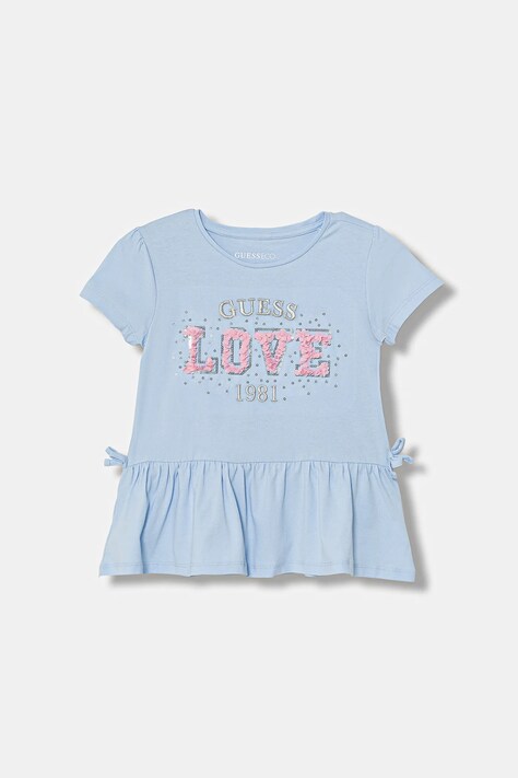 Guess t-shirt dziecięcy kolor niebieski K6RI24 K6YW4