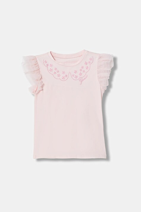 Guess t-shirt dziecięcy kolor różowy K6RI25 K6YW4