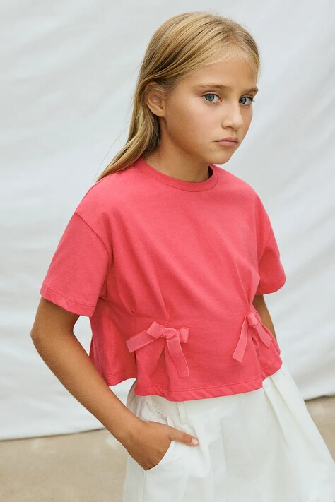 Mayoral t-shirt bawełniany dziecięcy kolor różowy 6004