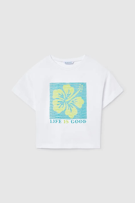 Detské bavlnené tričko Mayoral biela farba, 6009