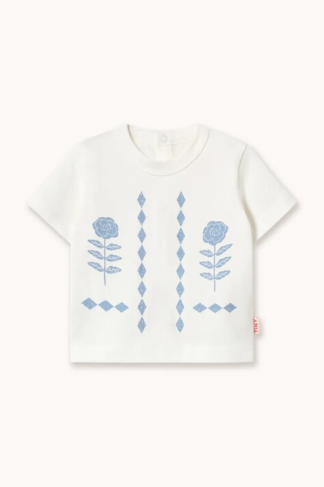 Tinycottons kratka majica za dojenčke bombažna FLOWER PATTERN GRAPHIC BABY TEE bela SS26-070